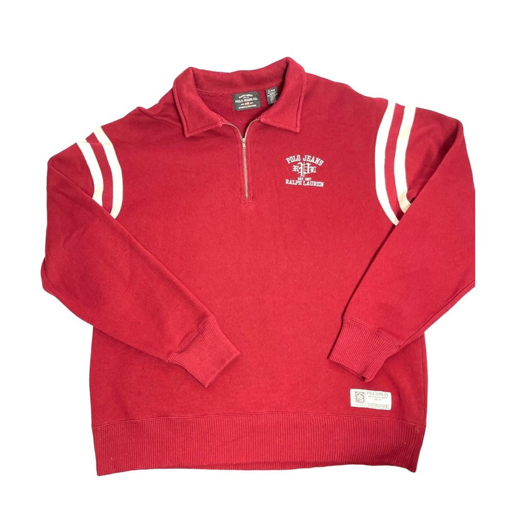 Vintage Polo Ralph Lauren Sweatshirt XL Red Crimson Varsity Track Embroidered - Picture 6 of 8